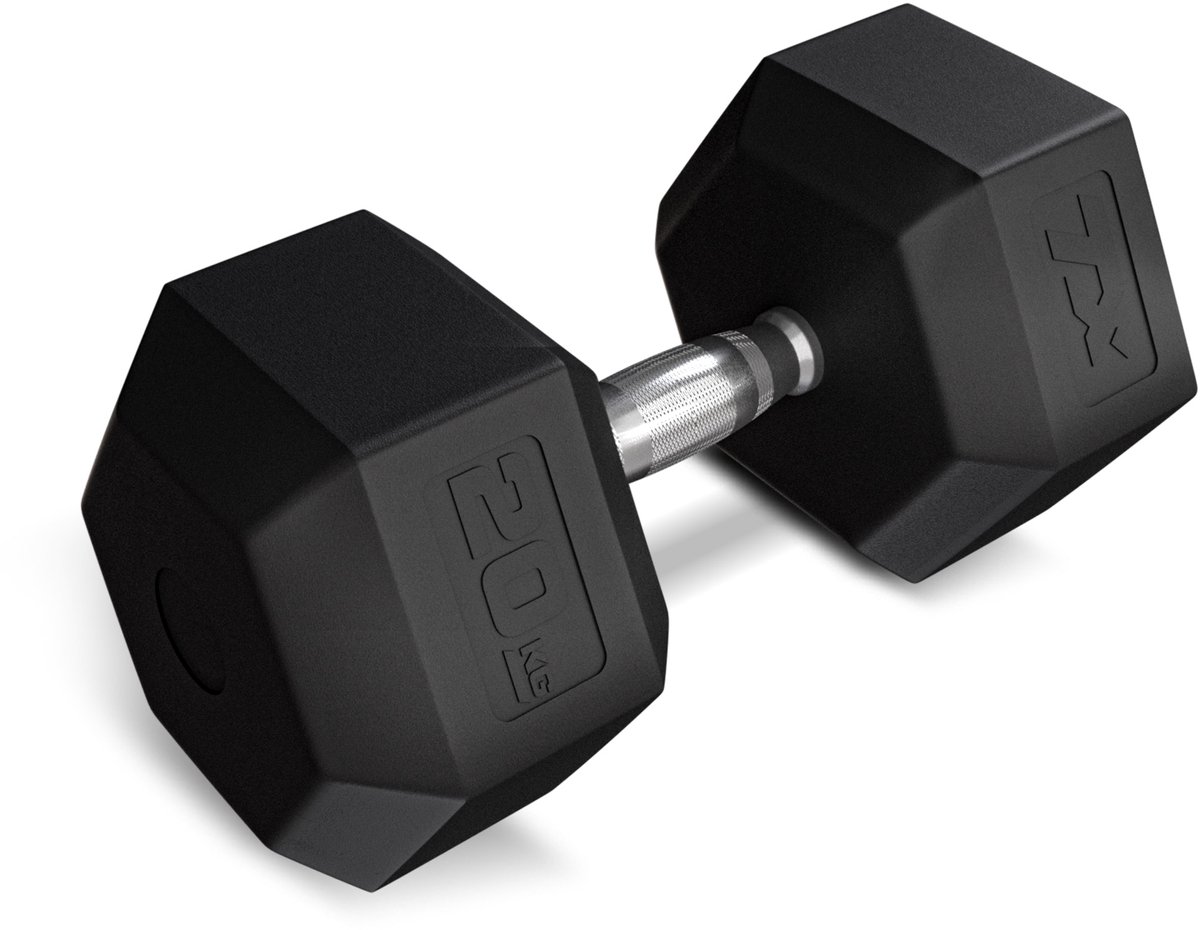 Trex Sport TX-200RD - Dumbbell - Staal met rubber - Voor krachttraining - 1×20 kg - Geribbelde greep
