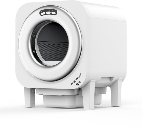 Happy Things® V2000 Automatische Kattenbak XL 75L – Zelfreinigend & Geurvrij – Met App en Camera – Inclusief Kattenbakmat + 9 Rollen Opvangzakjes