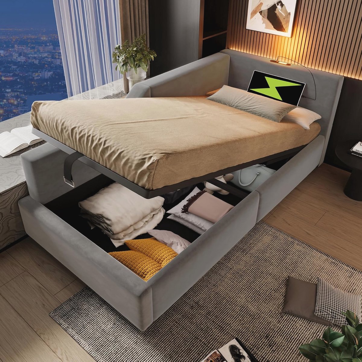 Hoekbankbed voor Volwassenen en Tieners met Opbergruimte 90 x 190 cm