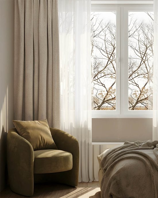 HOOMstyle Kant en klaar gordijn met ringen Luna - 100% Verduisterend - Geschikt voor gordijnroede - 140x270 - Beige / Zand