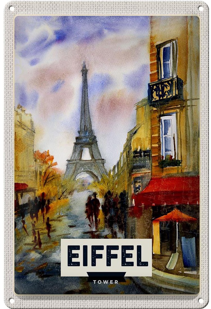 Blechschild Reise 20x30cm Eiffel Tower malerisches Bild Kunst