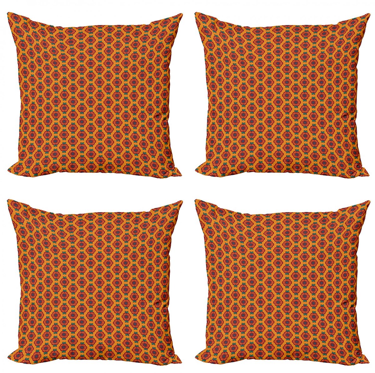ABAKUHAUS Verbrand Oranje Kussenhoes-Set 4x40x40 cm – Dubbelzijdig bedrukt Verbrannt oranje