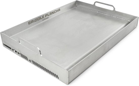 Universele roestvrijstalen plancha grillplaat 27x20CM Universele BBQ plancha grillpan, geschikt voor Weber gasgrill en houtskoolgrill, rechthoekig, massief
