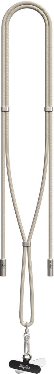 Aqiila 2-in-1 Lanyard Laad- & Sync-kabel USB C naar USB C, 60W - Telefoonkoord Universeel met oplaadkabel - Telefoonketting met USB C kabel, beige