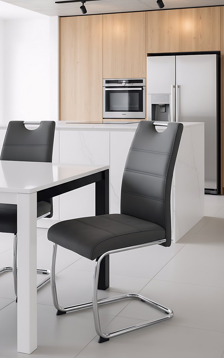 Eetkamerstoelen Set van 4 – - 59x43x98 cm - Antraciet - – Microvezel Antraciet – Luxe - Medahomestore