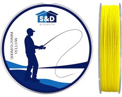 S&D | Gevlochten Vislijn 300m – 0.20mm – 9kg – Geel – 4-Strengs PE – Sterk, Dun en Slijtvast – Zoet- & Zoutwater Vissen
