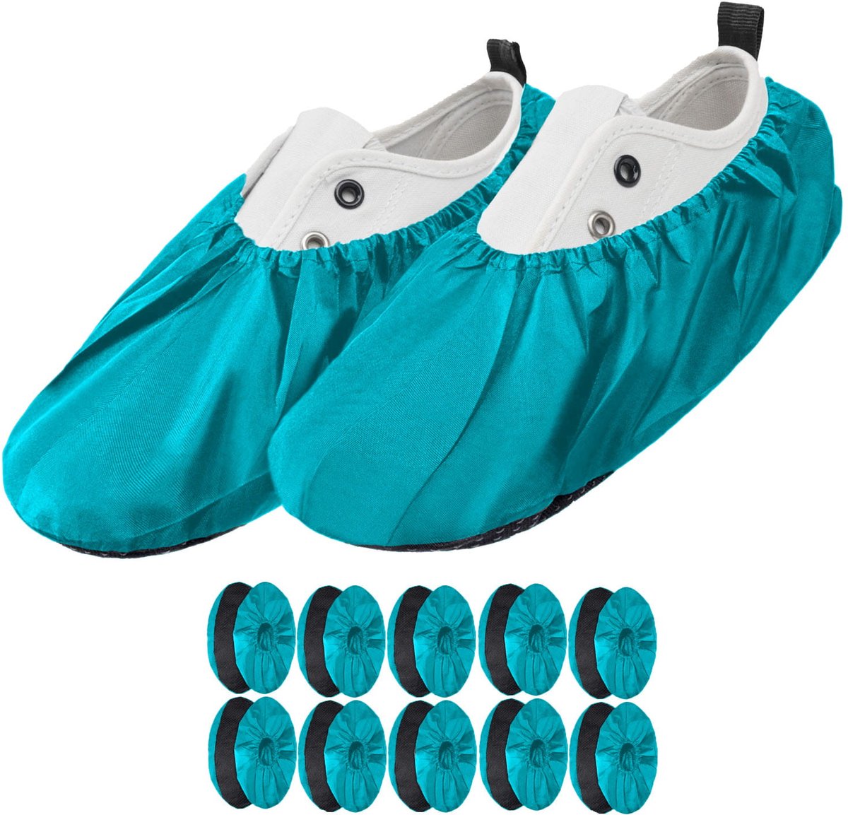 FEROCITY - Schoenovertrekken - Antislip, herbruikbaar - Unisex - Erwachsene - EU 38-45, 5 paren - Polyester - Blauw