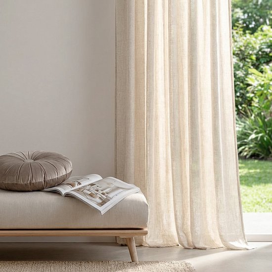 HOOMstyle Kant en klaar gordijn met ringen Noa - Inbetween - Geschikt voor gordijnroede - 140x270 - Natural