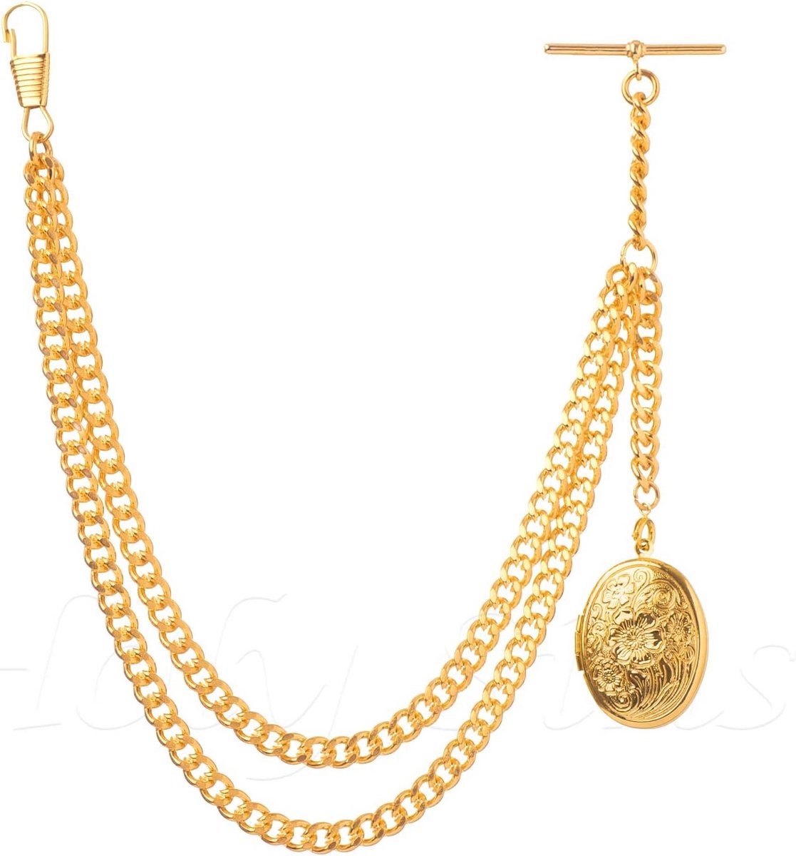 Gouden Kleur Single Double Link Pocket Watch Chain Met Medaillon Hanger