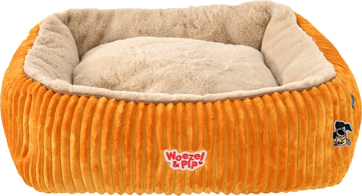 Woezel & Pip divan corduroy vierkant geel 60cm