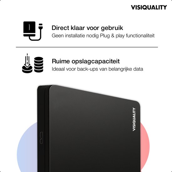 VisiQuality High-Speed Externe Harde Schijf 1 TB - Draagbare Harde Schijf USB 3.0 - Voor Windows & Mac - Xbox & PS4 games - Compact - Met handleiding - Zwart van Merkloos — afbeelding 4