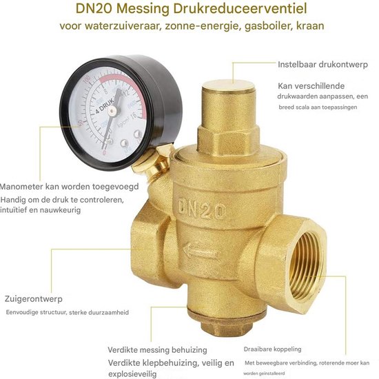 Drukregelaar messing en brons serie R120