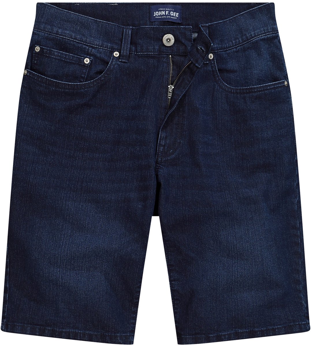 John F. Gee - Heren - Jeans-bermuda 5-pocket - Donkerblauw denim - Maat 70