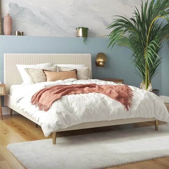 Gestoffeerd bed 180x200 met opbergruimte kunstleer cappuccino Annalisa
