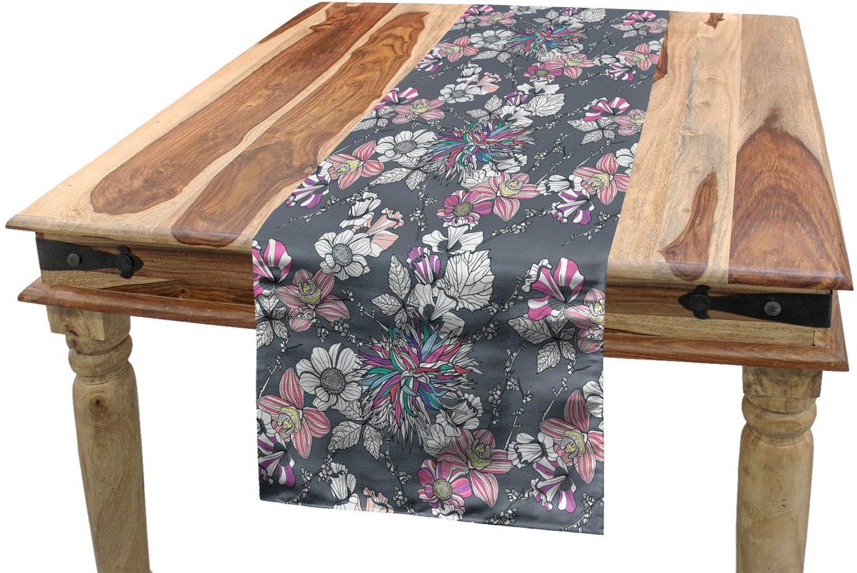 ABAKUHAUS Bloemen Tafelloper – 40×300 cm – Meerkleurige Ornament