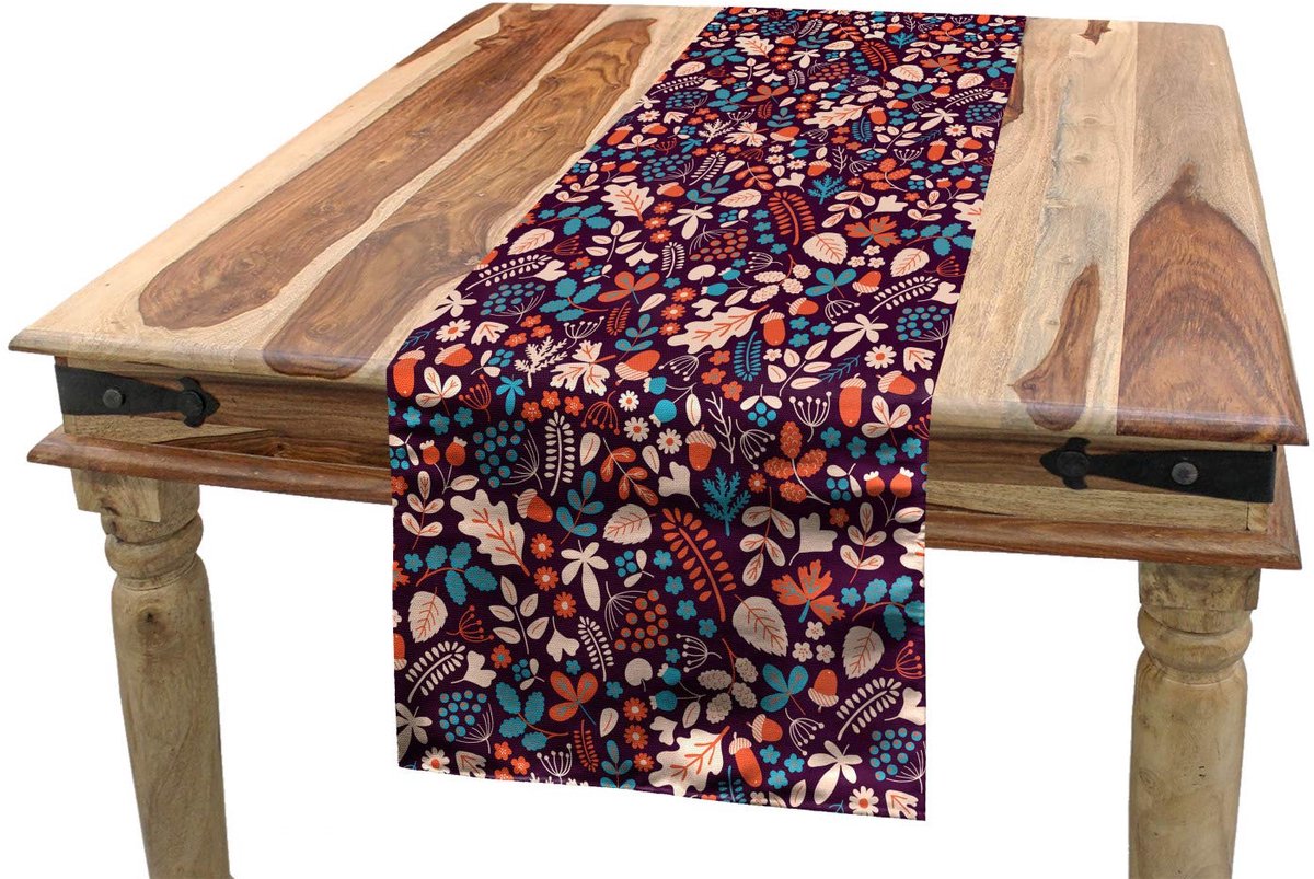 ABAKUHAUS Tafelloper – eikel herfstbladeren – 40x180 cm – Polyester meerkleurig