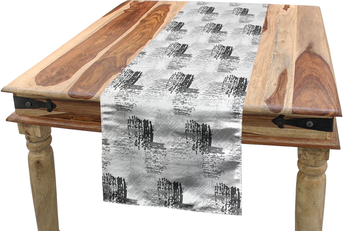 ABAKUHAUS Tafelrunner kolengrijs – 40 x 225 cm – Polyester, digitaal bedrukt