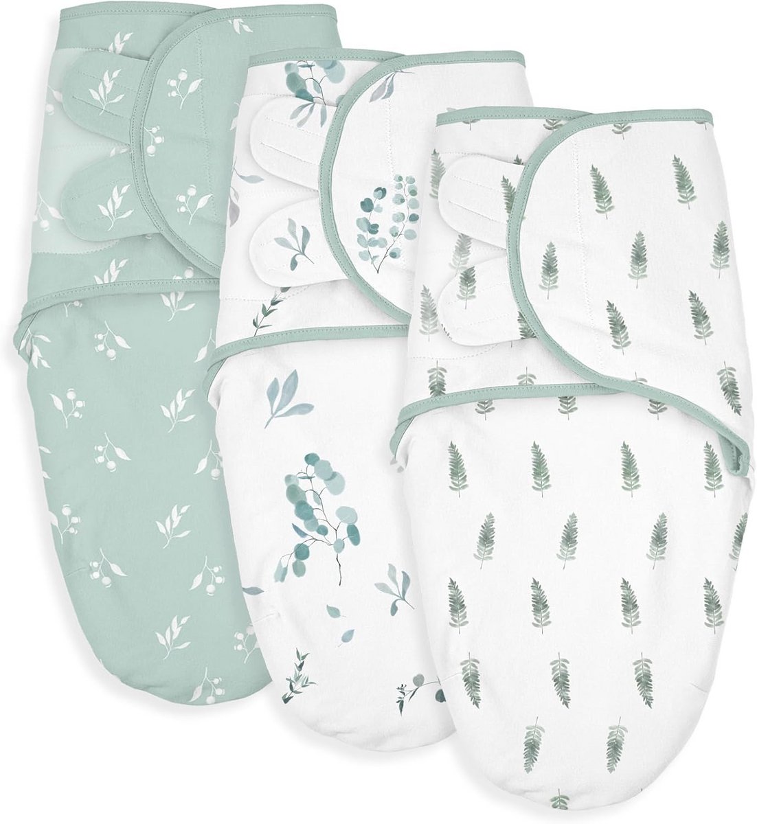 Inbakerzak Baby 0-3 Maanden – 100% Biologisch Katoen Swaddles Dekentje Slaapzak 3-Pack (Groen)