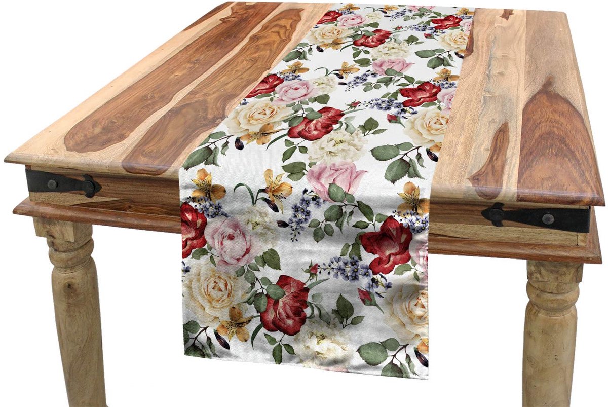 ABAKUHAUS Lentetafelloper – 40x225 cm – Paarse rozen – Polyester