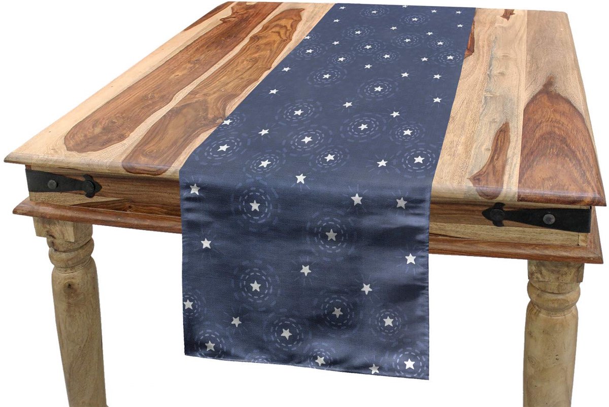 ABAKUHAUS marineblauw tafelloper – 40×180 cm – polyester