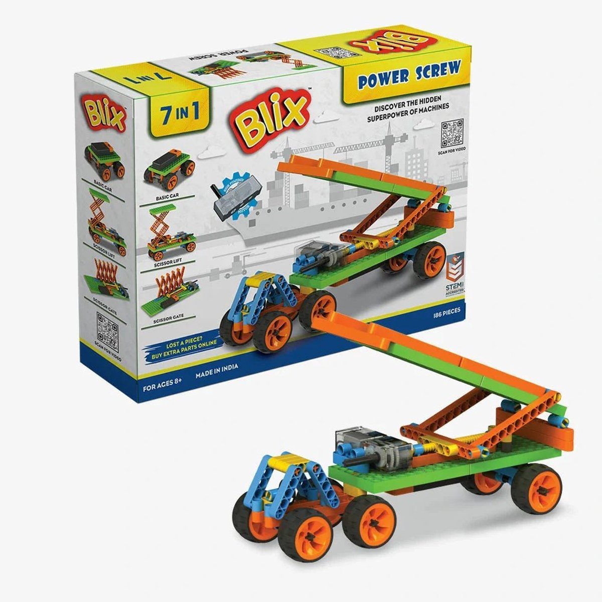 Blix Hoogwerker STEM Bouwset – Bouw je Eigen Hoogwerker – Technisch Speelgoed – Constructiespeelgoed – 8+ Jaar