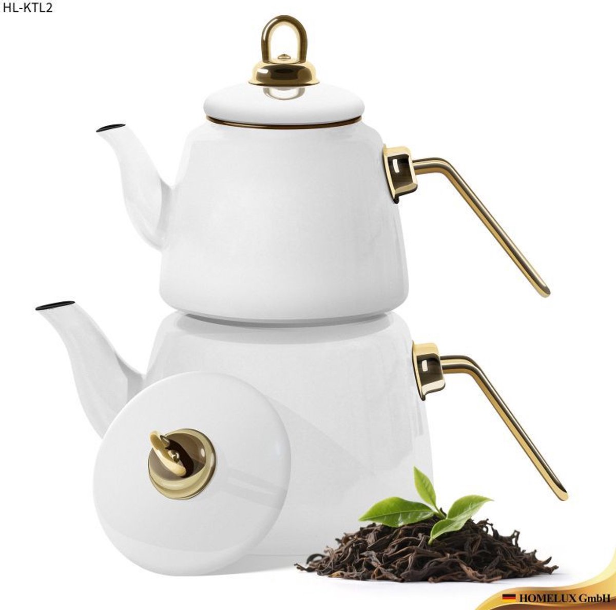 Homelux witte emaille theepot - alle warmte bronnen