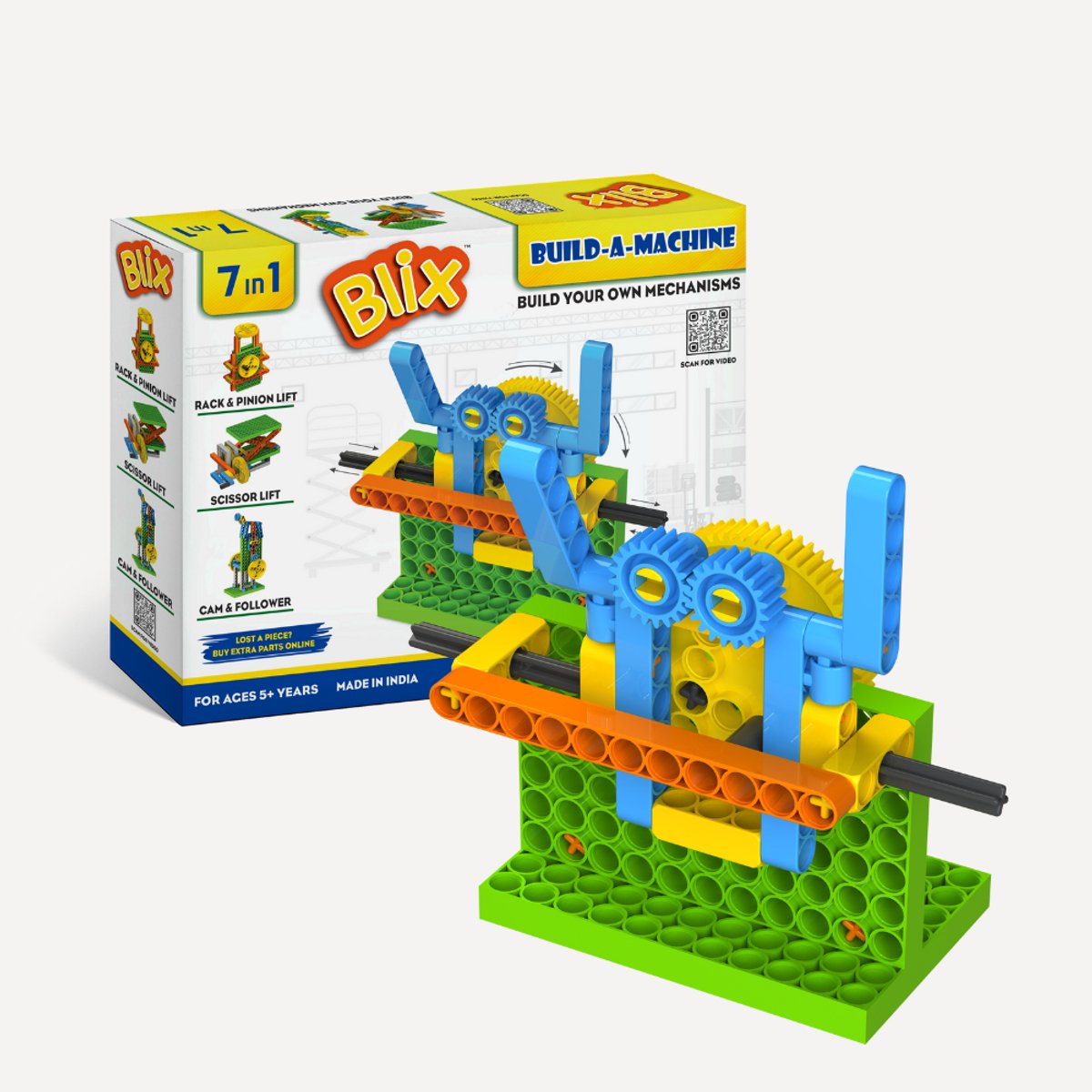 Blix STEM Bouwset Bouw een Machine – Constructiespeelgoed – Technisch Speelgoed – Educatief Speelgoed – 5+ Jaar