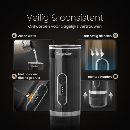 COTGCO Draagbare espressomachine: draagbaar koffiezetapparaat met batterij voor campinguitstapjes - Snelle opwarming in 2,5 minuten - 8 kopjes espresso voor één lading - Wit