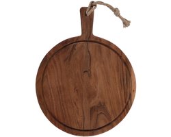 Pure Acacia Wood Borrelplank | Tapasplank | Serveerplank rond | Pizzaplank met sapgoot 35 cm