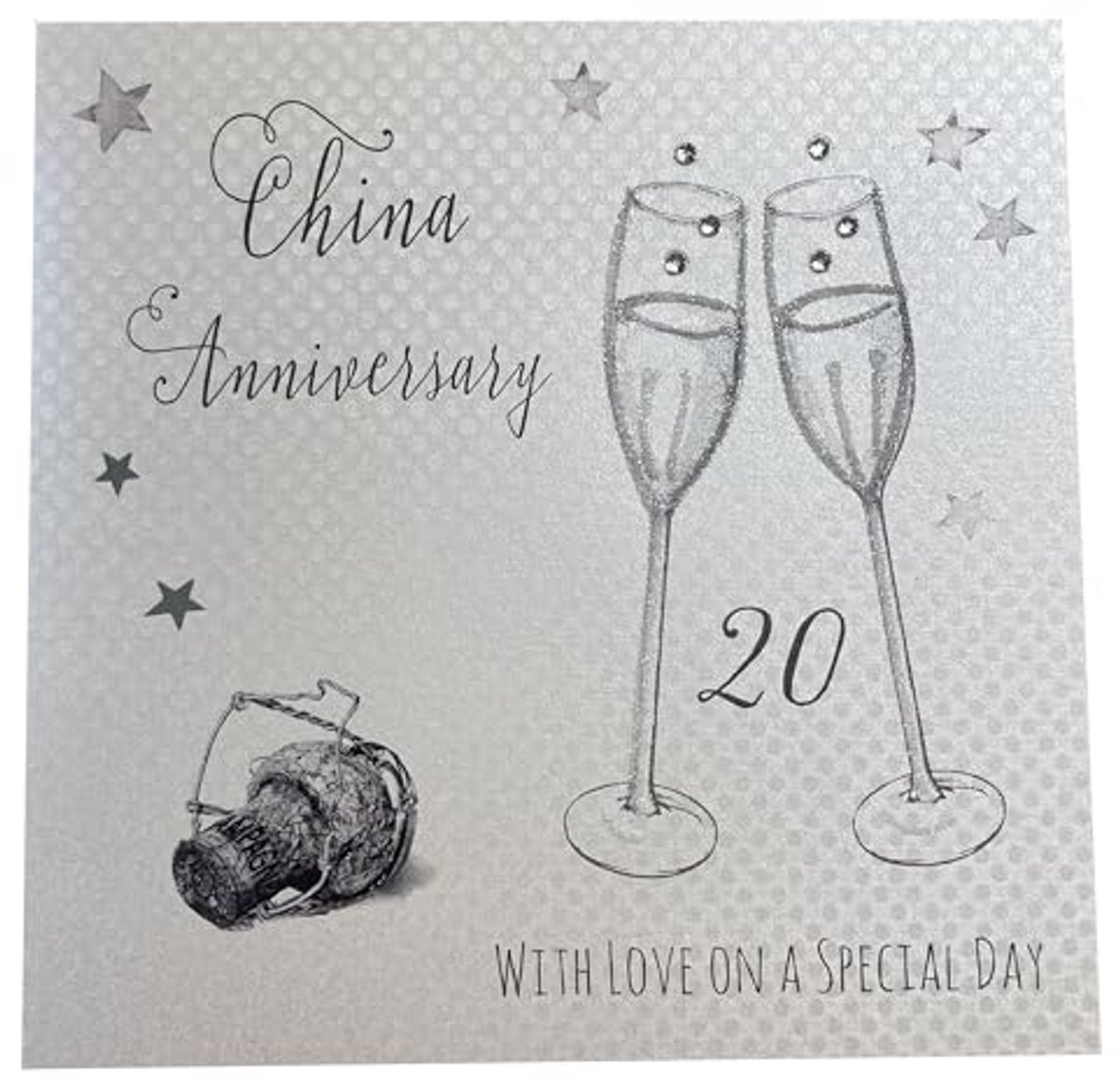 Handmade 20th Birthday Card with Champagne Glasses
