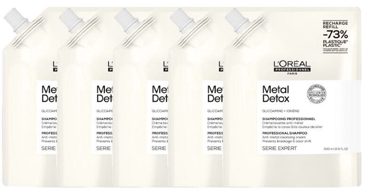 5x L’Oréal Professionnel Metal Detox Shampoo Refill 500ml