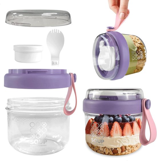 Otauoaea 6 Stuks Overnight Oats-potten met Deksel 500 ml