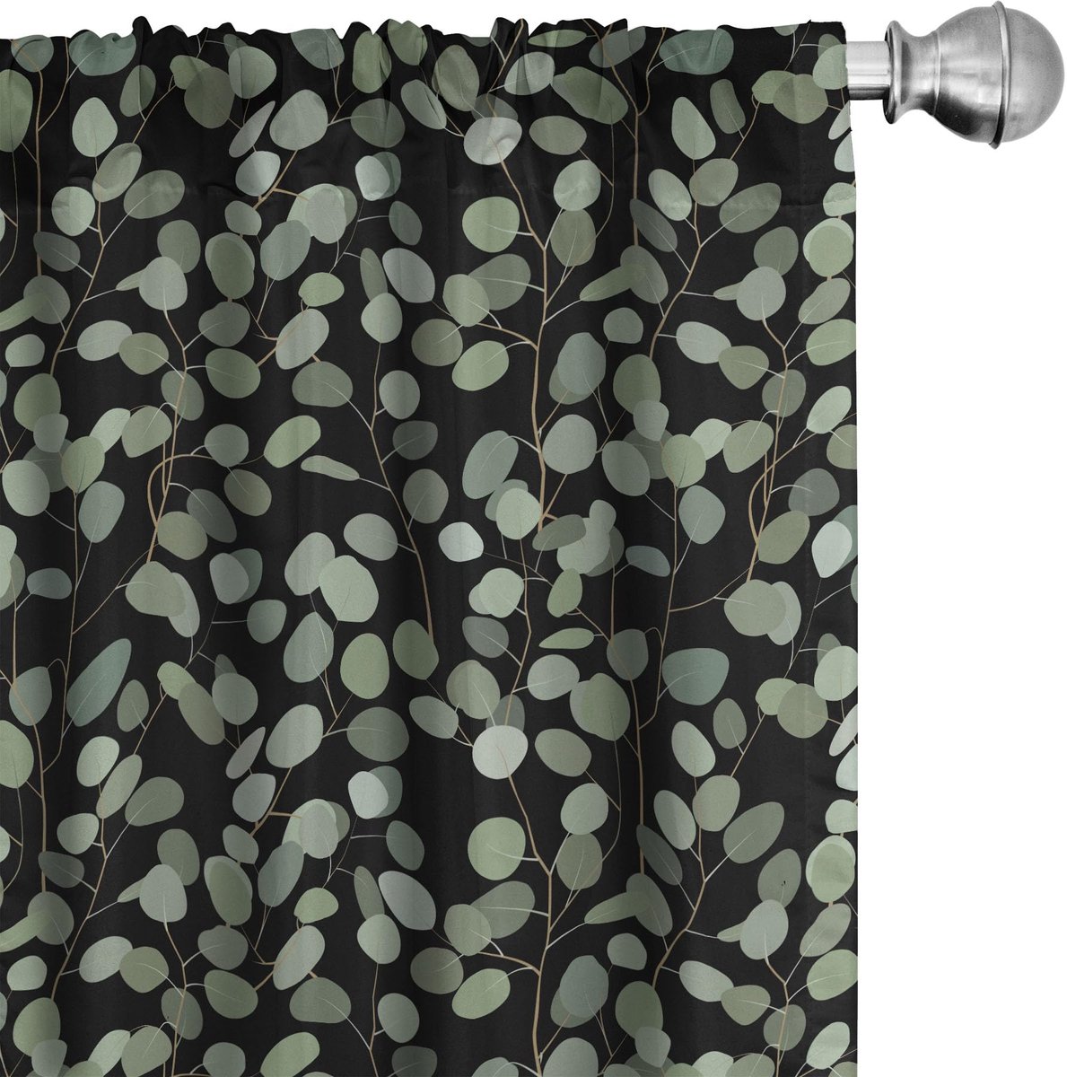 ABAKUHAUS Tropische Gardijnen – 2x75x225 cm – Microfiber, halfdonker, groen/zwart Wit Groen en Zwart