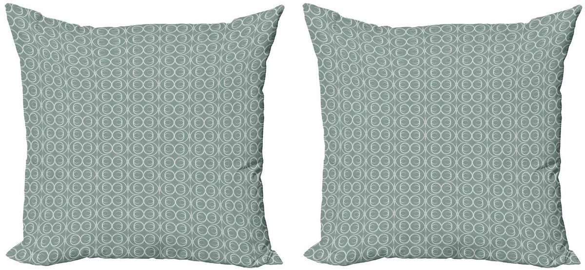 ABAKUHAUS Retro Kussenhoezen – 2x60x60 cm – Dubbelzijdig bedrukt – Microfiber Pale Sage Pale Sage Grün Weiß