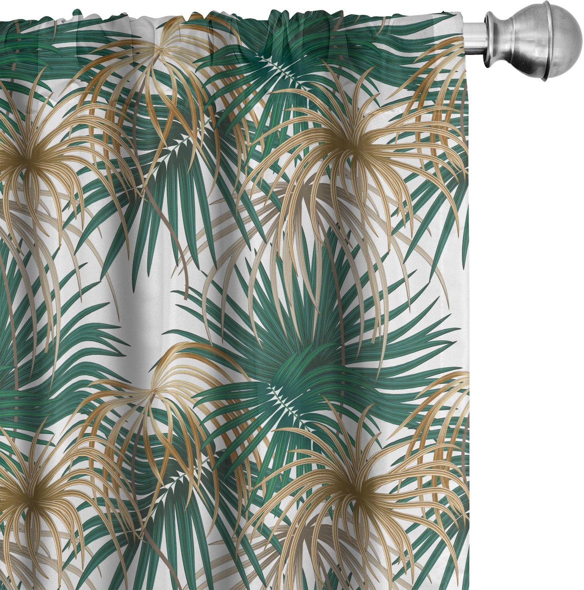 ABAKUHAUS Junglebladeren Voorhangen – 2x75x175 cm – microvezel – Kitz Tan