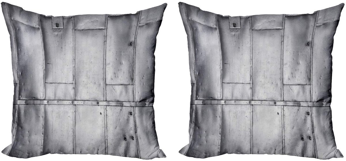 ABAKUHAUS Industriële Kussenhoes – 2x45x45 cm – Dubbelzijdige Opdruk – Grijs/Wit