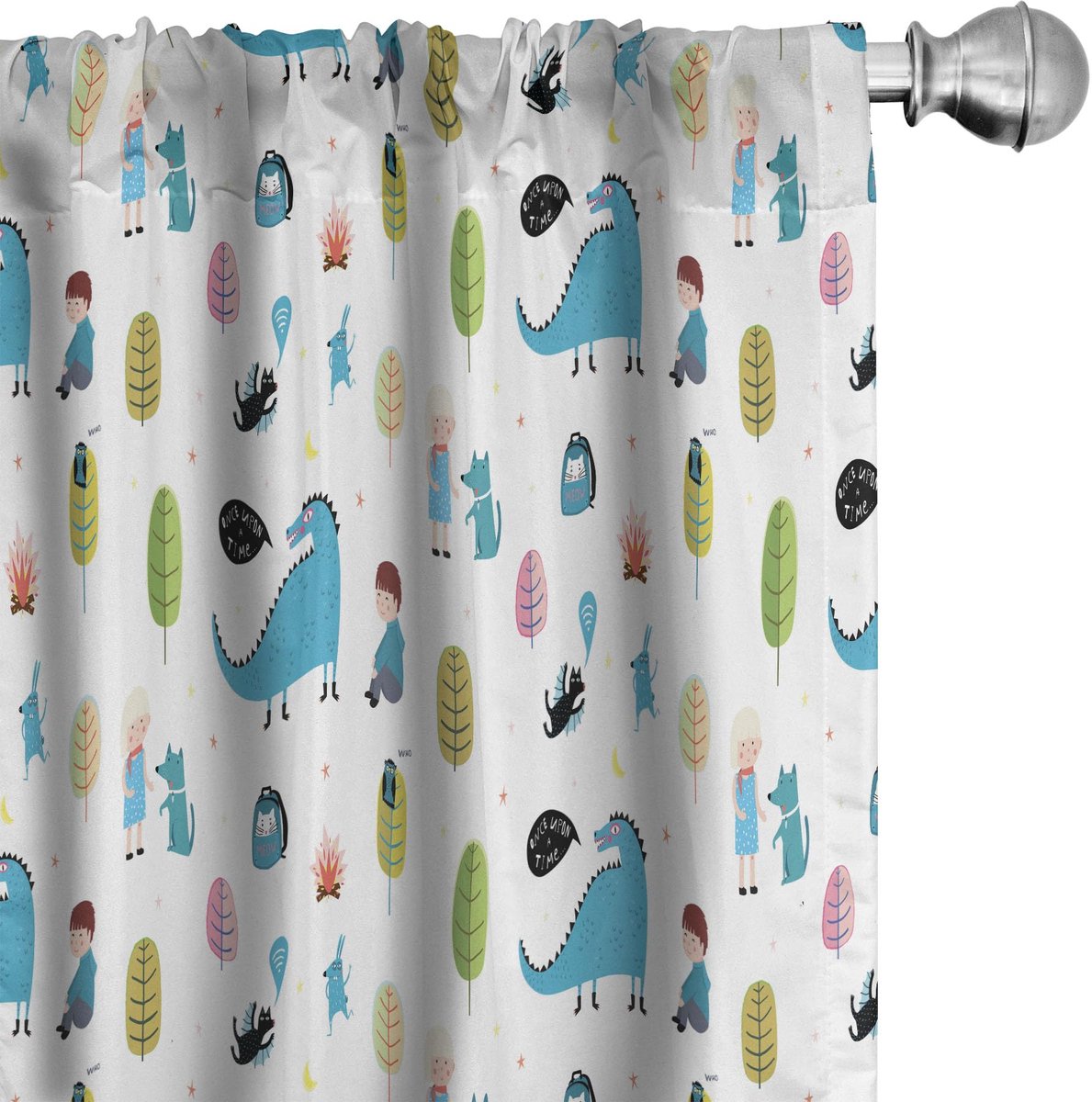 ABAKUHAUS Draak Gordijnen – 2x75x225 cm – Mikrofaser – Veelkleurig Mehrfarbig