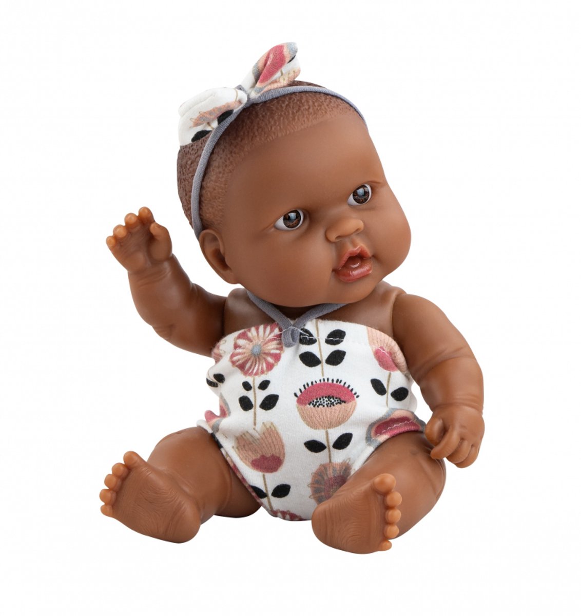 Paola Reina Puppegie Hebe babypop donker meisje met bruine ogen 21cm