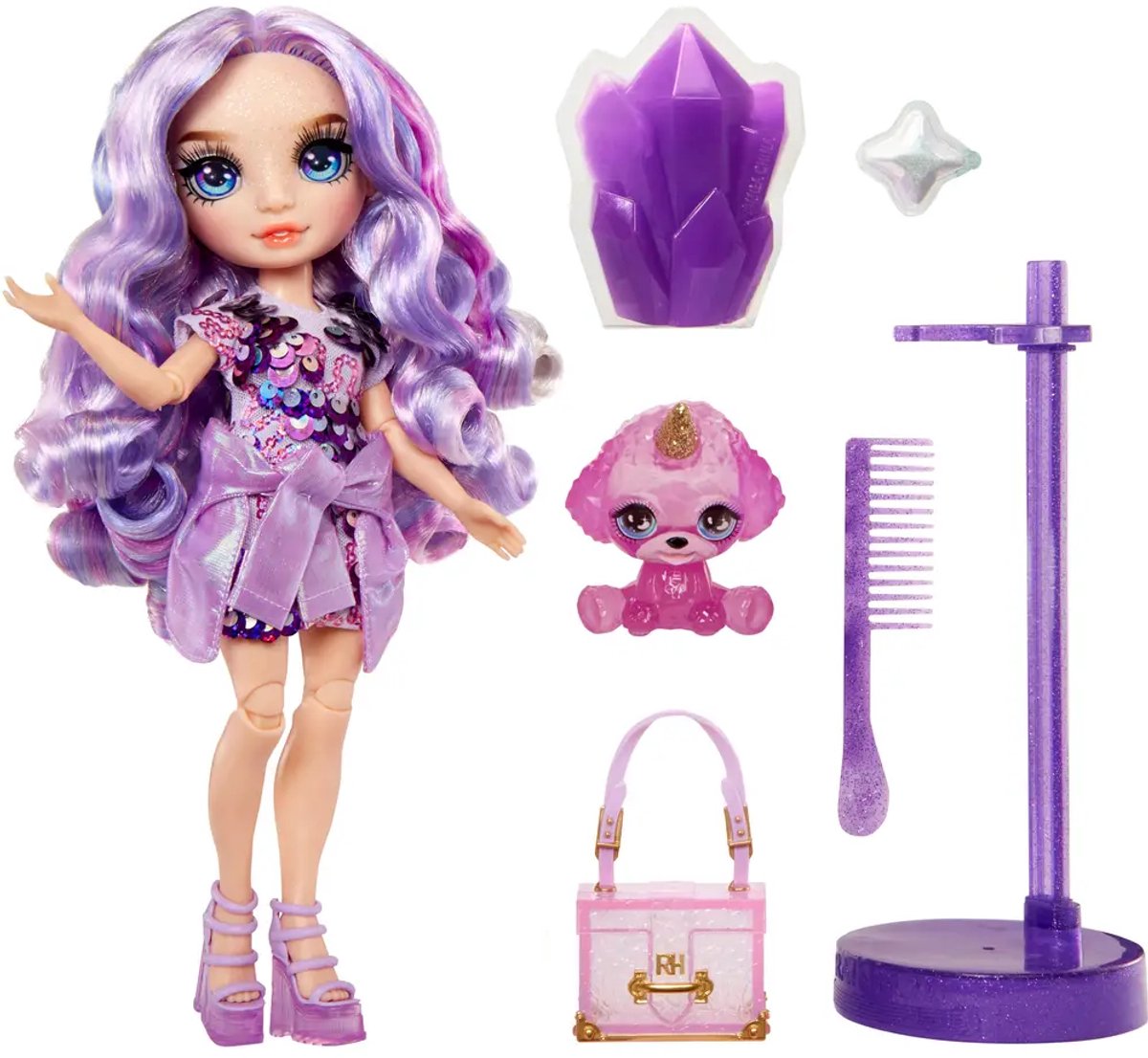 Rainbow High Klassieke Modepop - 28 cm - Violet (paars) - Met slijmset en diertje — afbeelding 19