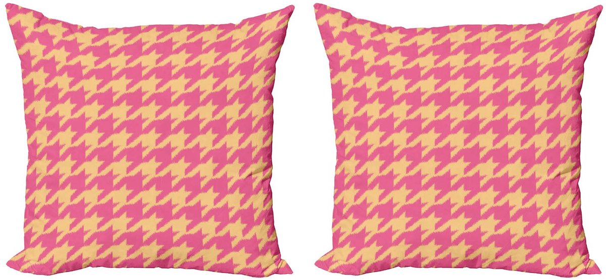 ABAKUHAUS kussenhoes Hahnentrittmuster – Pastel perzik/roze, 40x40 cm Pastelkleurig Ikat