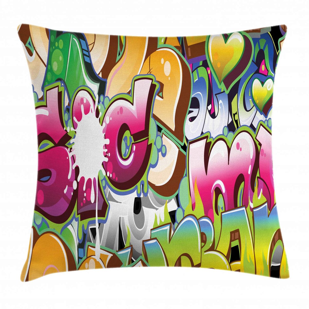 ABAKUHAUS Urban Graffiti Kussenhoes – 40x40 cm – Tweezijdig bedrukt – Kleurvast