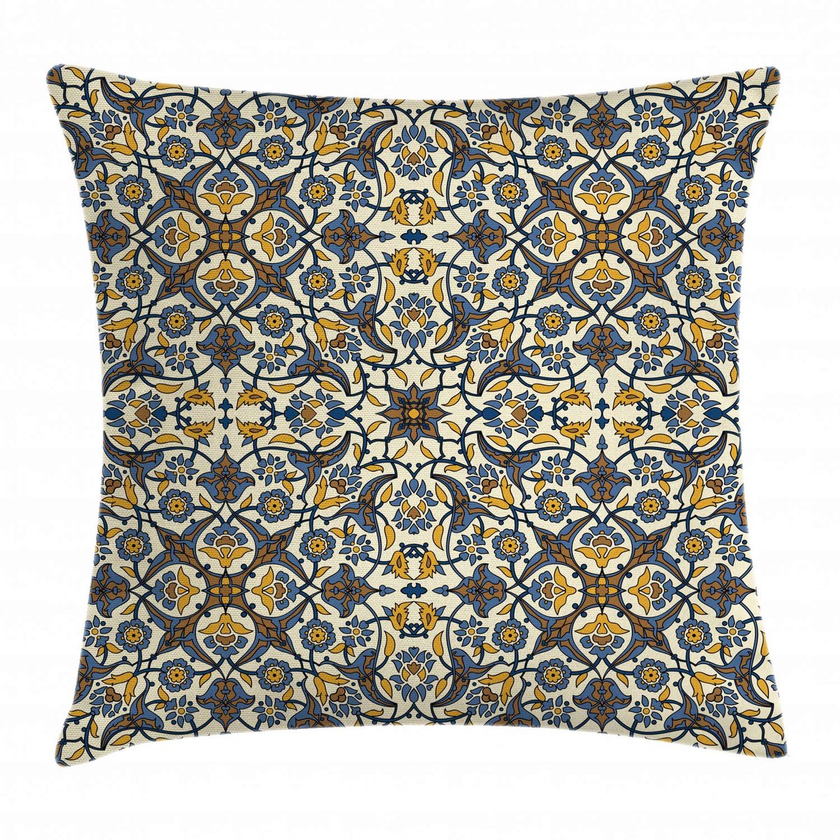 ABAKUHAUS Kussenhoes – Turkse bloemmotief – 40x40 cm – multicolor, rits, dubbelzijdig bedrukt Bruin