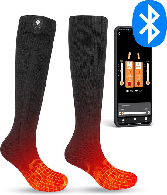Thermovibe - Verwarmde sokken électriques - Chaussettes chauffantes contrôlables par Bluetooth - Vêtements thermiques - Sports d'hiver - Batterie rechargeable