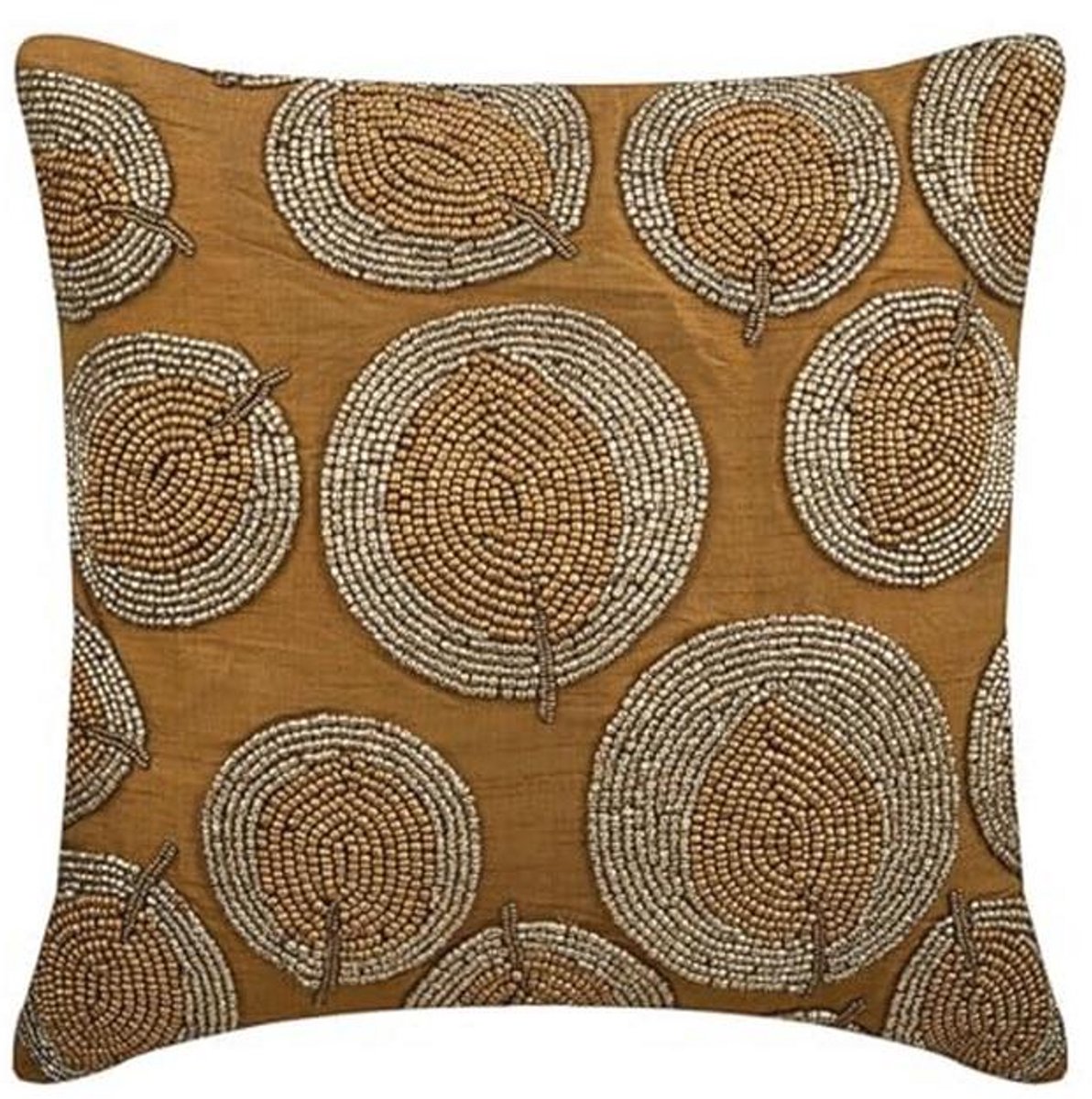 Gouden Decoratieve Kussenset van 2, 40x40cm, Zijde, Bladpatroonen, Bloem Motief - Moderne Pillows