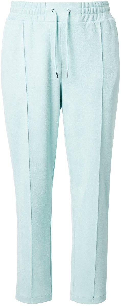 Ulla Popken - Dames - Suède broek Ruby wijde rechte pijp elastische tailleband - Turkoois - Maat 56