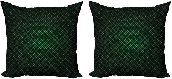 ABAKUHAUS bosgroene satijnstof – housse de coussin 45x45 cm – ensemble de 2 pièces vert/noir