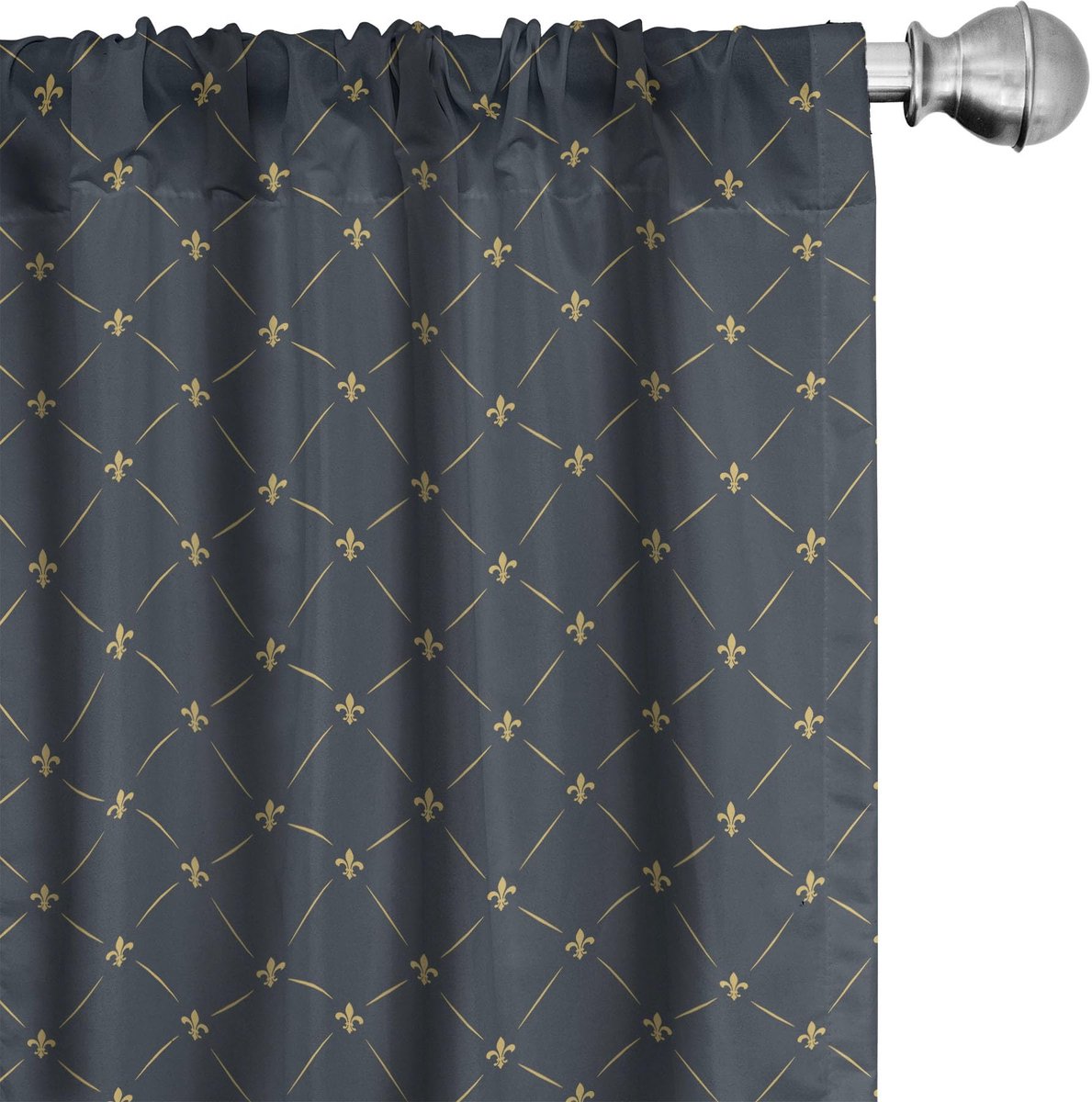 ABAKUHAUS Fleur De Lis Gordijnen – 2x75x245 cm – Microvezel – Halfverduisterend – Grijs