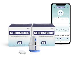 GlucoSensor CGM Startset met 2 Sensoren + Transmitter/zender (3 jaar bruikbaar) - inzicht in glucosewaarden via handige app - CE-gecertificeerd - 10-dagen per sensor - eenvoudig in gebruik - Nederlands merk - 30–60% voordeliger - complete set