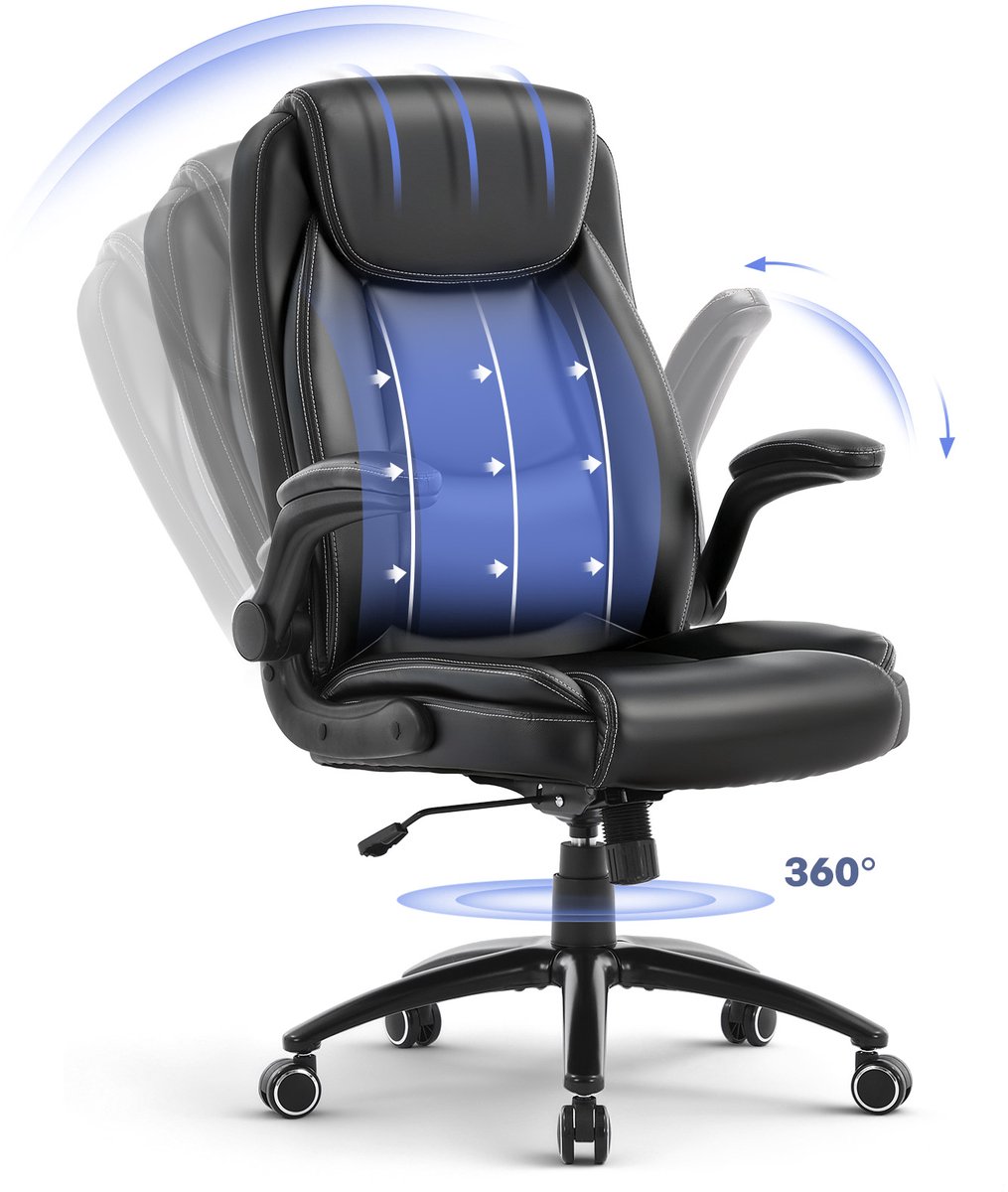COLAMY Ergonomische Bureaustoel met Hoge Rugleuning - Zwart - afbeelding 3