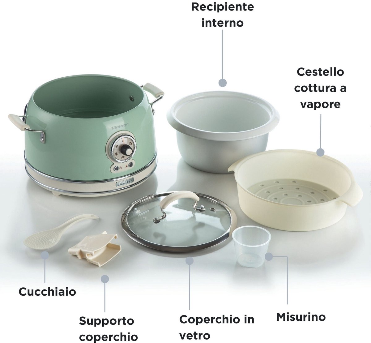 Ariete 2904/04 - Vintage Slowcooker - XL Rijstkoker - 3.5 Liter inhoud - 700 Watt - warmhoudfunctie - Groen thumbnail 3